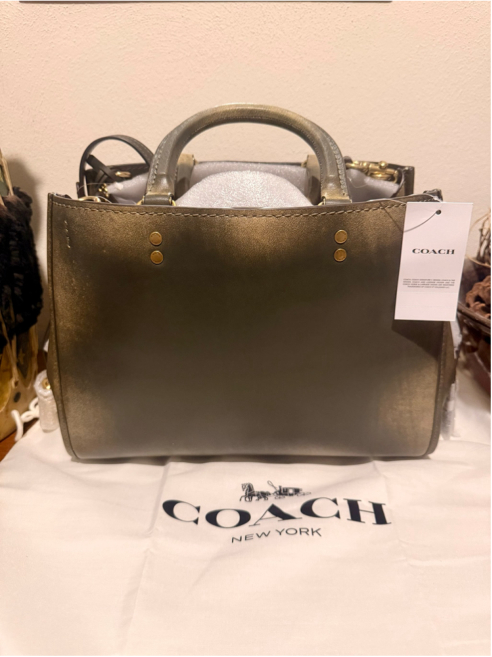 NEW Coach Rogue 31 CEN42 Green Loved Leather Full Grain Shoulder Crossbody Bag N - Picture 11 of 16